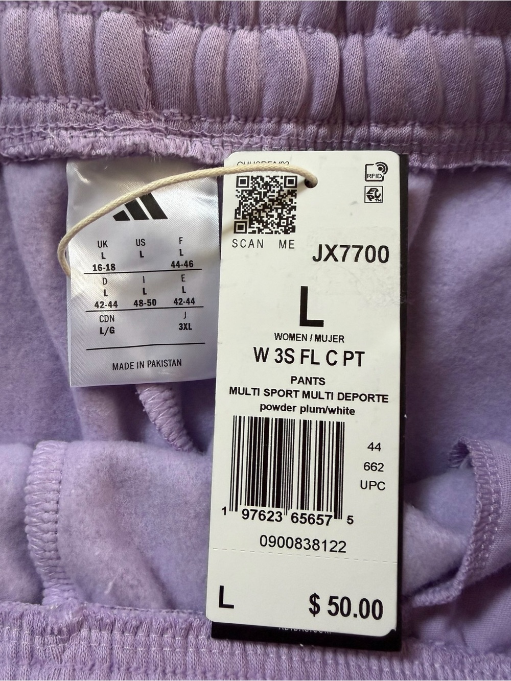 Adidas womens Fleece Sweatpant L & XL Powder Plum Purple Jogger NWT - Picture 3 of 8